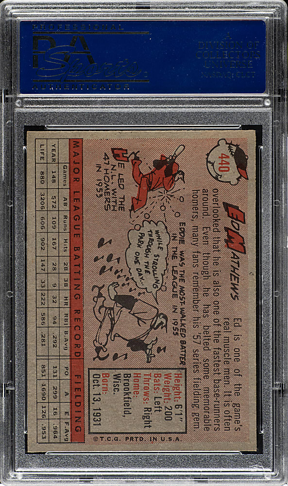 1958 Topps #440 Ed Mathews PSA NM+ 7.5