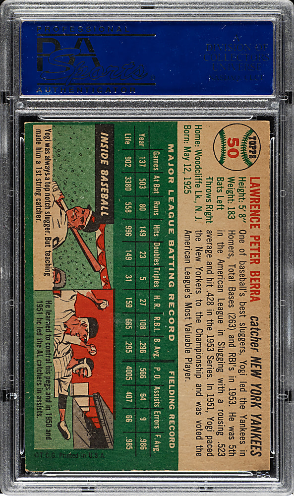 1954 Topps #50 Yogi Berra PSA EX-MT 6