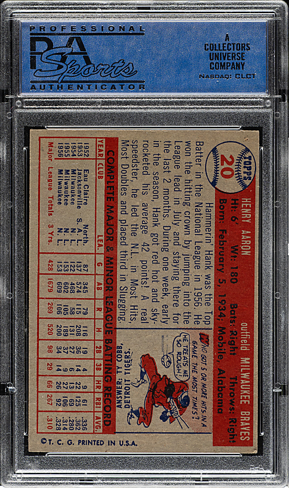 1957 Topps #20 Hank Aaron PSA NM 7
