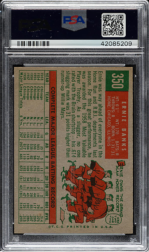 1959 Topps #350 Ernie Banks PSA NM+ 7.5