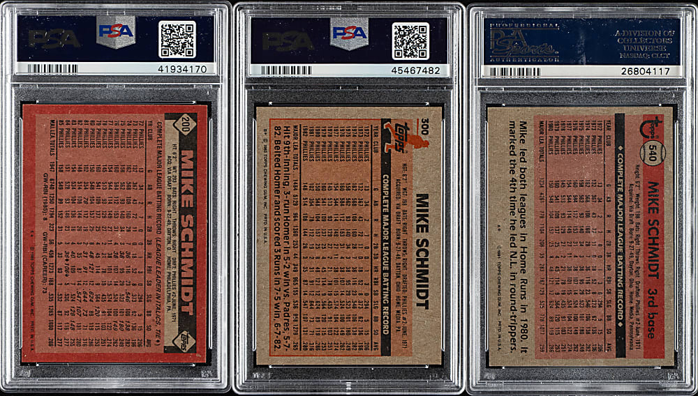 1981 to 1986 Topps Mike Schmidt PSA MINT 9 Trio