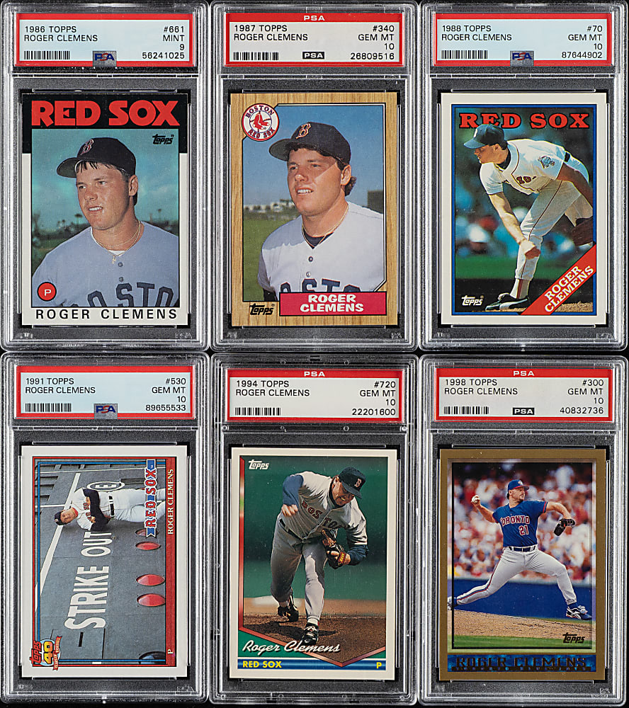 1986 to 1998 Topps Roger Clemens PSA-Graded Collection (6)