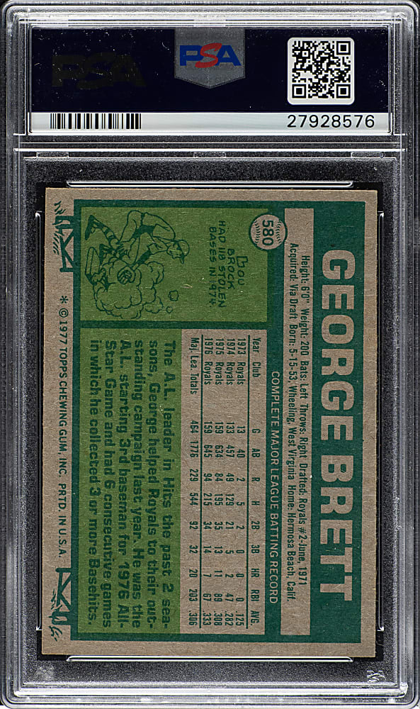 1977 Topps #580 George Brett PSA NM-MT 8