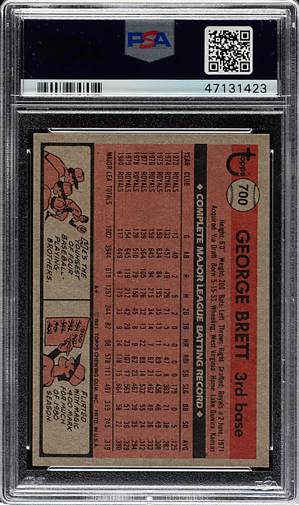 1981 Topps #700 George Brett PSA MINT 9