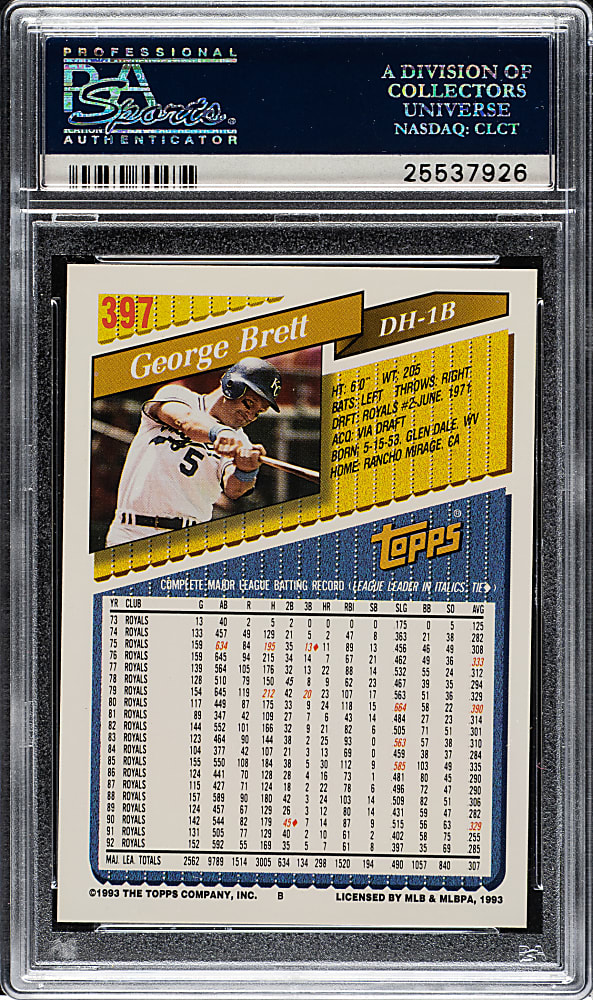 1993 Topps #397 George Brett PSA GEM MINT 10