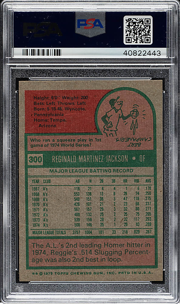 1975 Topps #300 Reggie Jackson PSA NM-MT 8