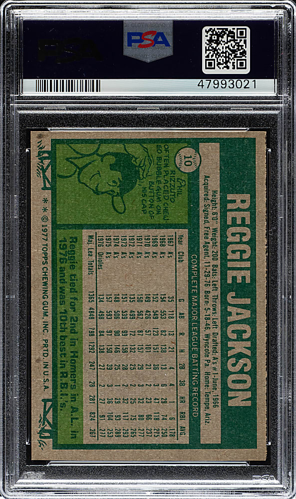 1977 Topps #10 Reggie Jackson PSA NM-MT 8