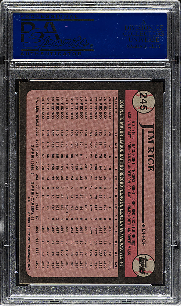 1986 Topps #320 Jim Rice PSA GEM MINT 10
