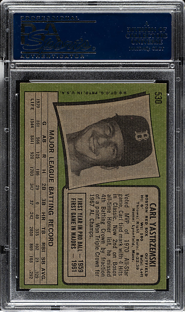 1971 Topps #530 Carl Yastrzemski PSA NM-MT 8