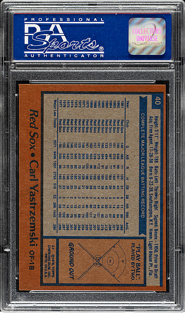 1978 Topps #40 Carl Yastrzemski PSA MINT 9