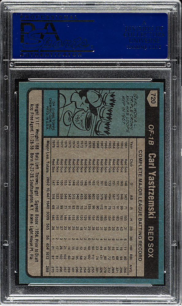 1980 Topps #720 Carl Yastrzemski PSA GEM MINT 10