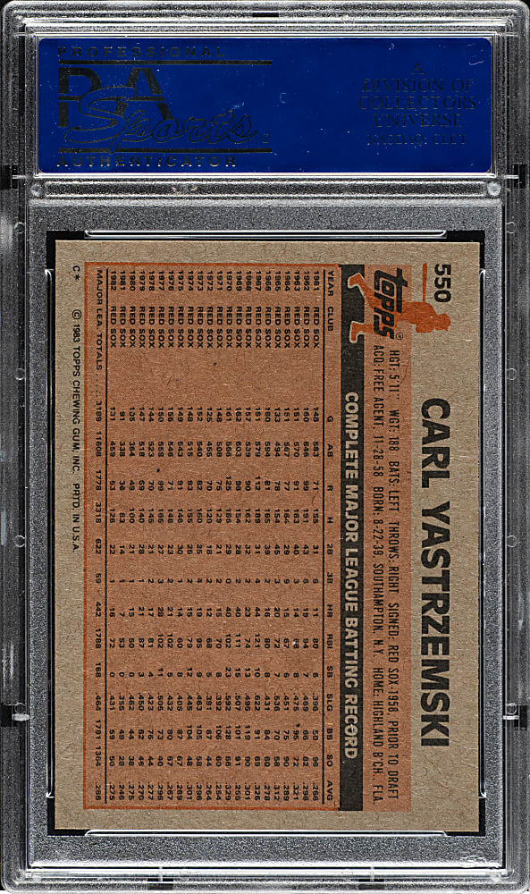 1983 Topps #550 Carl Yastrzemski PSA MINT 9