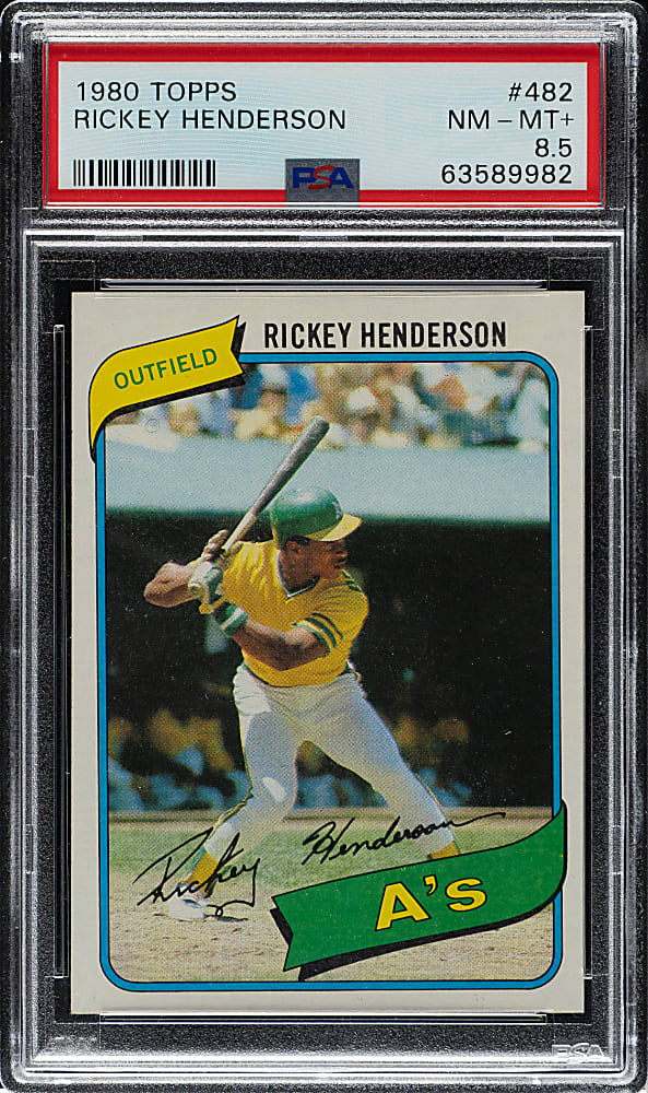 1980 Topps #482 Rickey Henderson Rookie PSA NM-MT+ 8.5