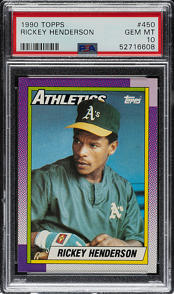1990 Topps #450 Rickey Henderson PSA GEM MINT 10