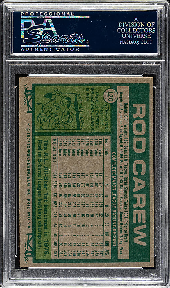 1977 Topps #120 Rod Carew PSA MINT 9