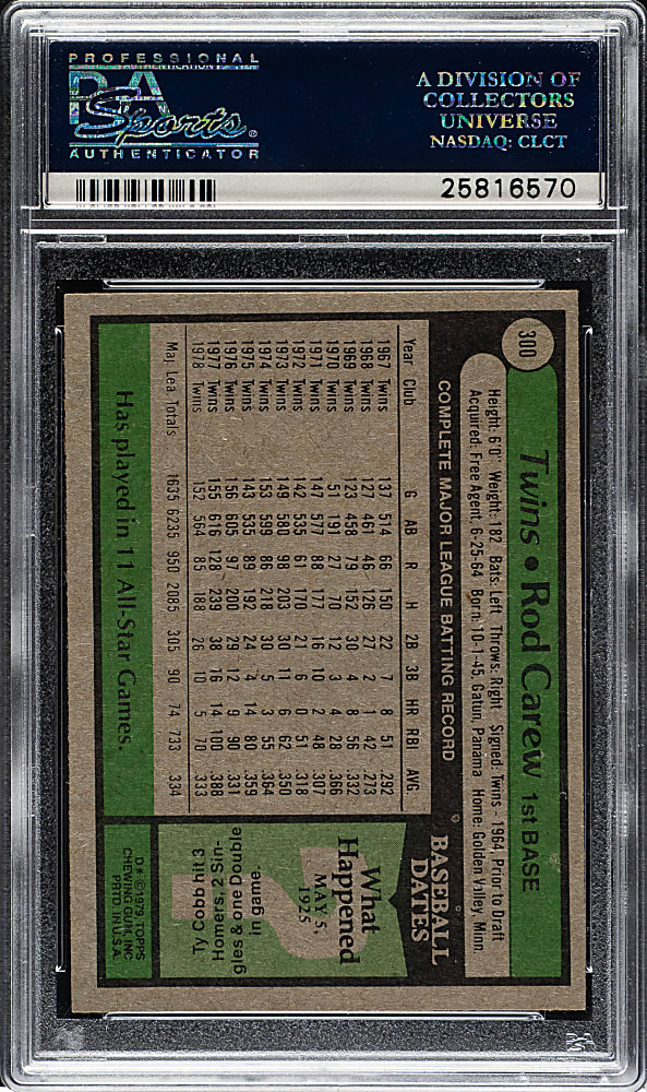 1979 Topps #300 Rod Carew PSA MINT 9