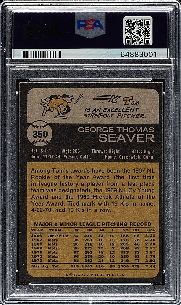 1973 Topps #350 Tom Seaver PSA NM-MT+ 8.5