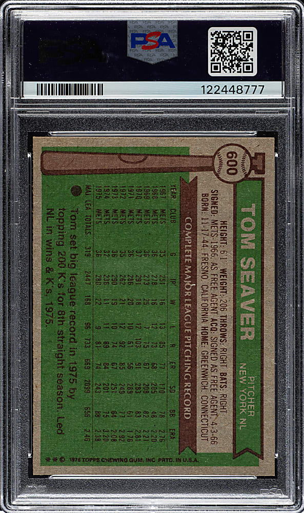 1976 Topps #600 Tom Seaver PSA NM-MT 8