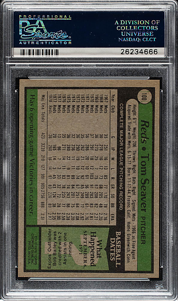 1979 Topps #100 Tom Seaver PSA MINT 9