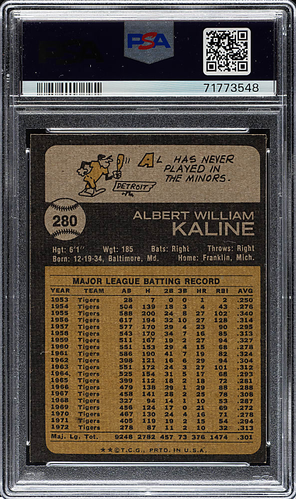 1973 Topps #280 Al Kaline PSA MINT 9