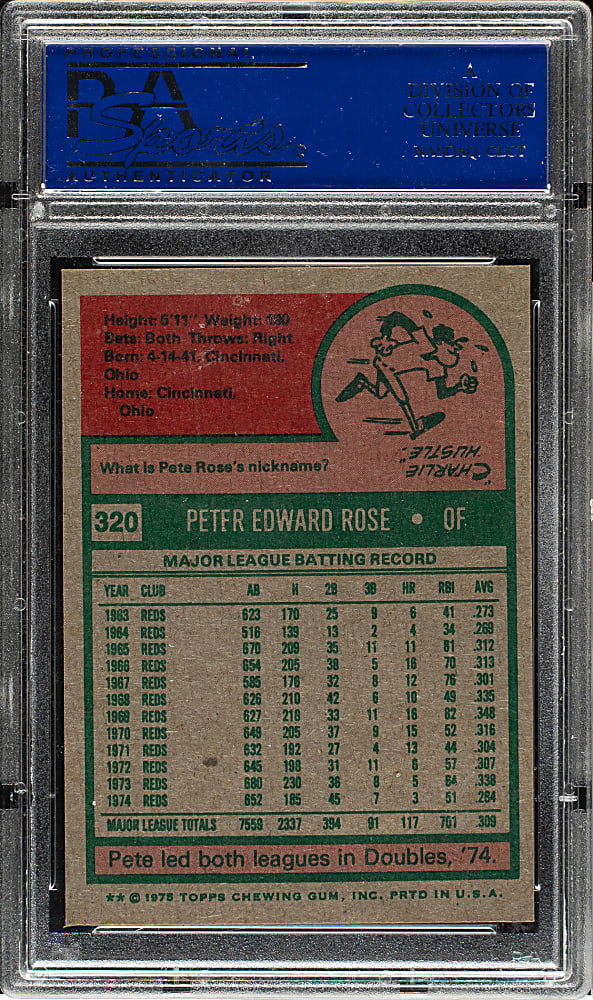 1975 Topps #320 Pete Rose PSA NM-MT 8