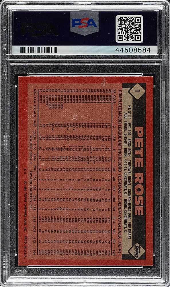 1986 Topps #1 Pete Rose PSA MINT 9
