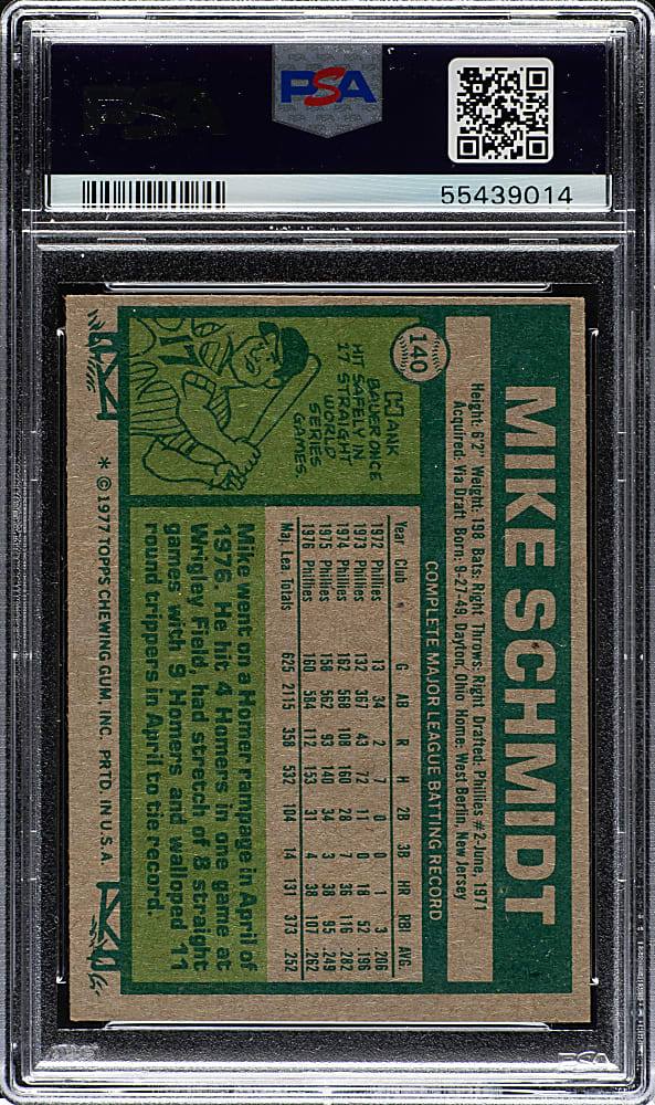 1977 Topps #140 Mike Schmidt PSA NM-MT 8