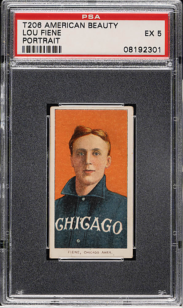 1909-1911 T206 White Border Lou Fiene Portrait PSA EX 5 - American 350 Back