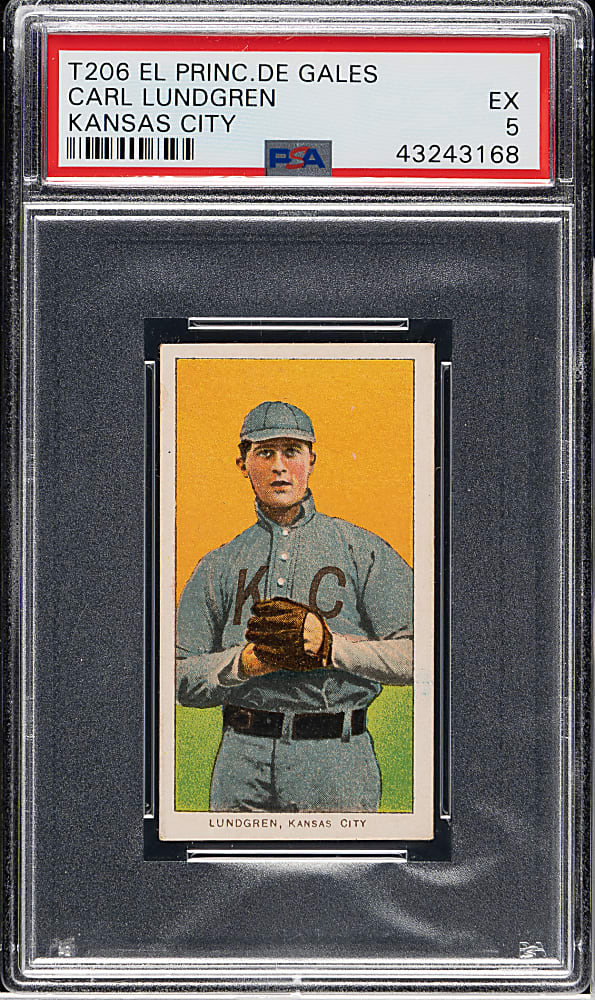 1909-1911 T206 White Border Carl Lundgren Kansas City PSA EX 5 - El Principe de Gales Back