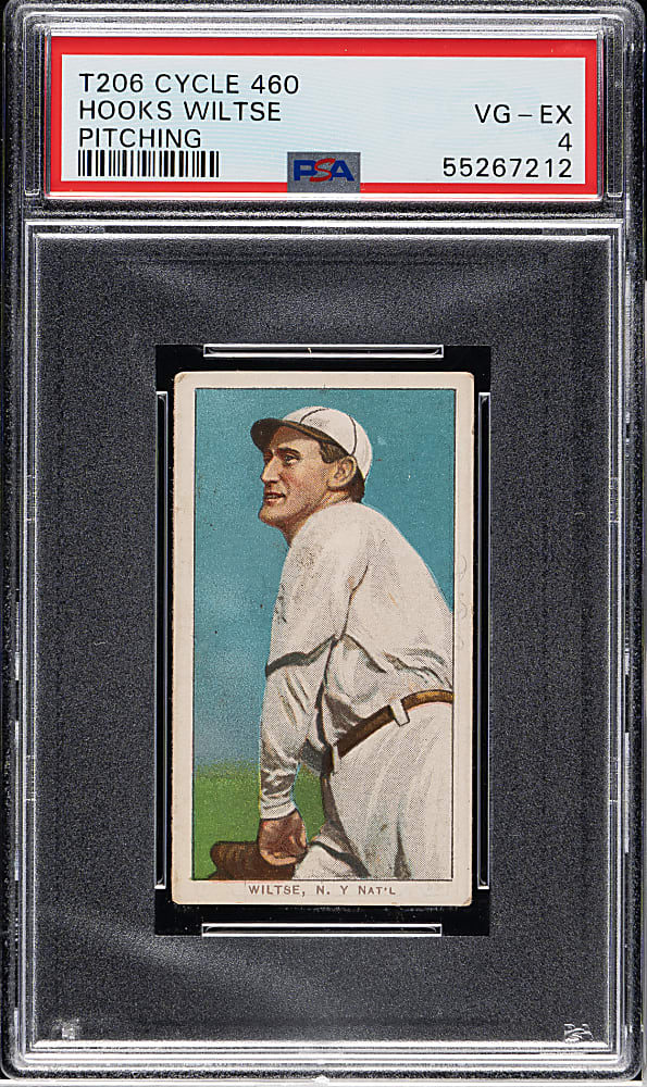 1909-1911 T206 White Border Hooks Wiltse Pitching PSA VG-EX 4 - Cycle 460 Back - 1 of 2 - Highest Graded!
