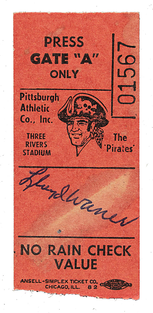 Lloyd Waner Signed Pittsburg Pirates Ticket Stub - JSA