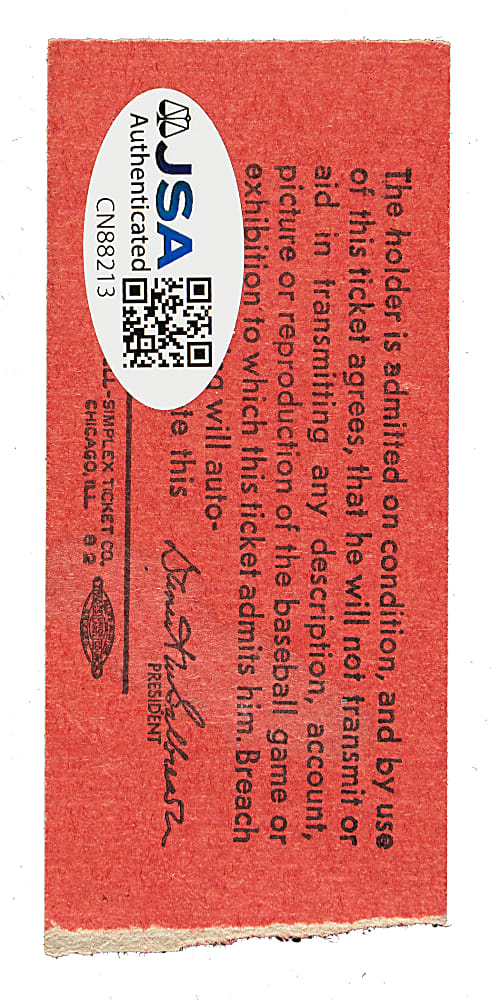 Lloyd Waner Signed Pittsburg Pirates Ticket Stub - JSA