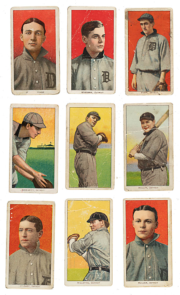 1909-1911 T206 White Border Detroit Tigers Collection (9)