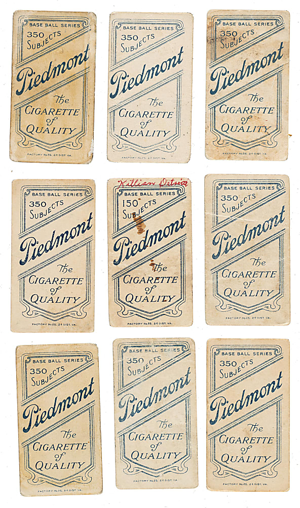 1909-1911 T206 White Border Detroit Tigers Collection (9)
