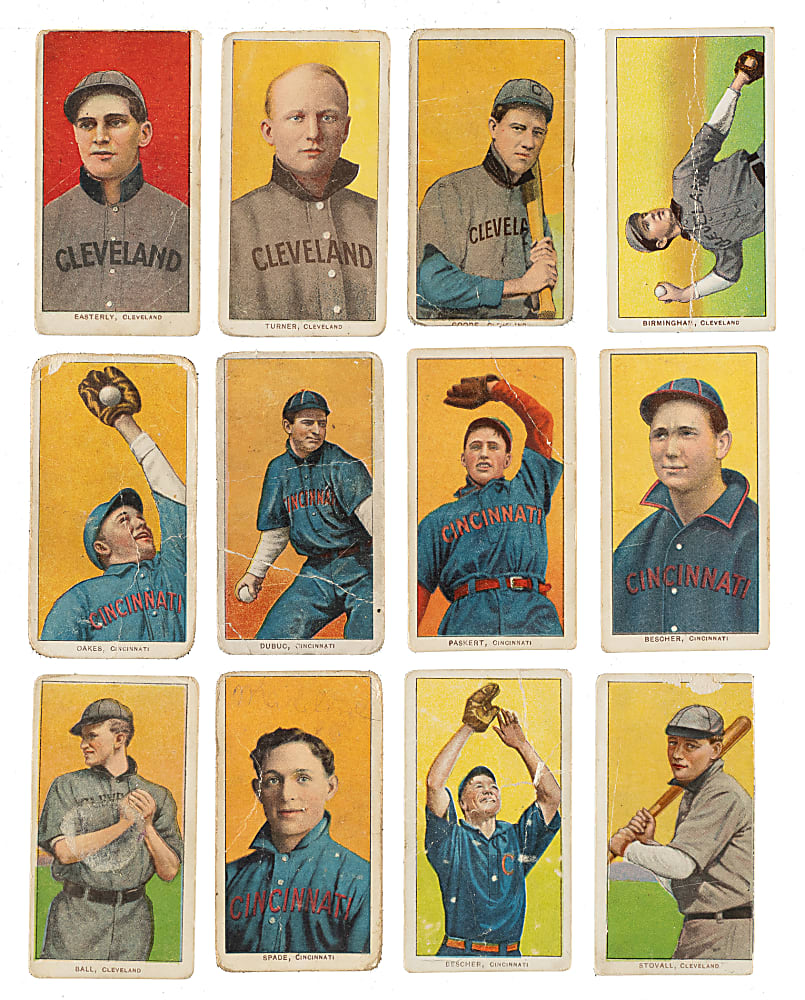 1909-1911 T206 White Border Cincinnati Reds and Cleveland Naps Collection (12)