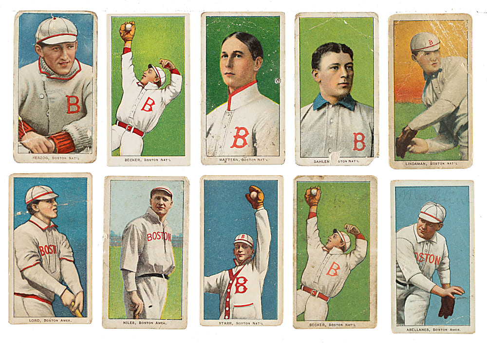 1909-1911 T206 White Border Boston Doves and Red Sox Collection (10)