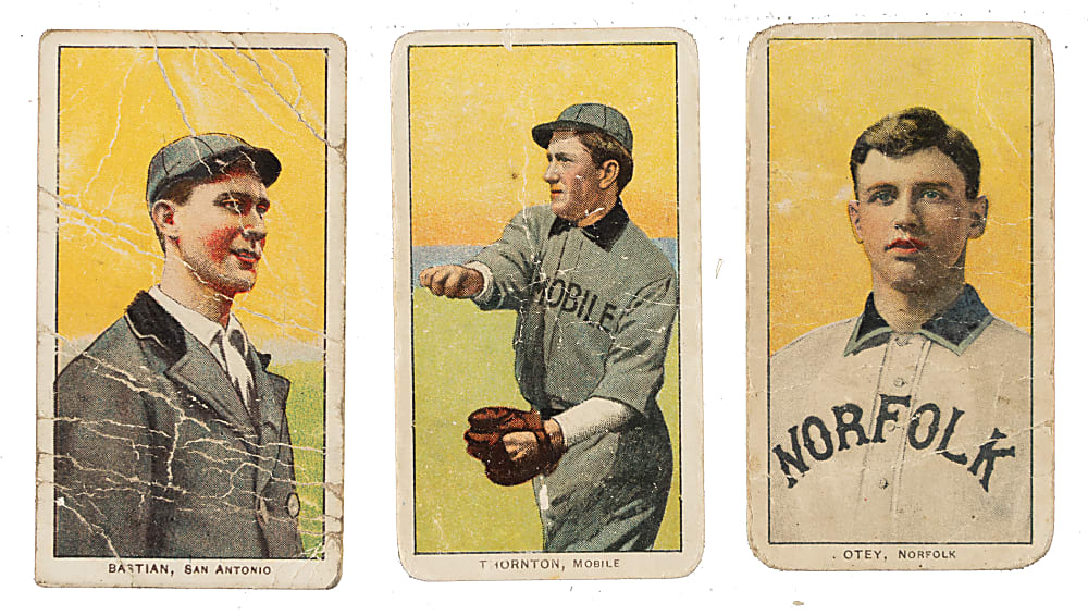 1909-1911 T206 White Border Southern Leaguer Trio Including Two Brown Hindu Backs