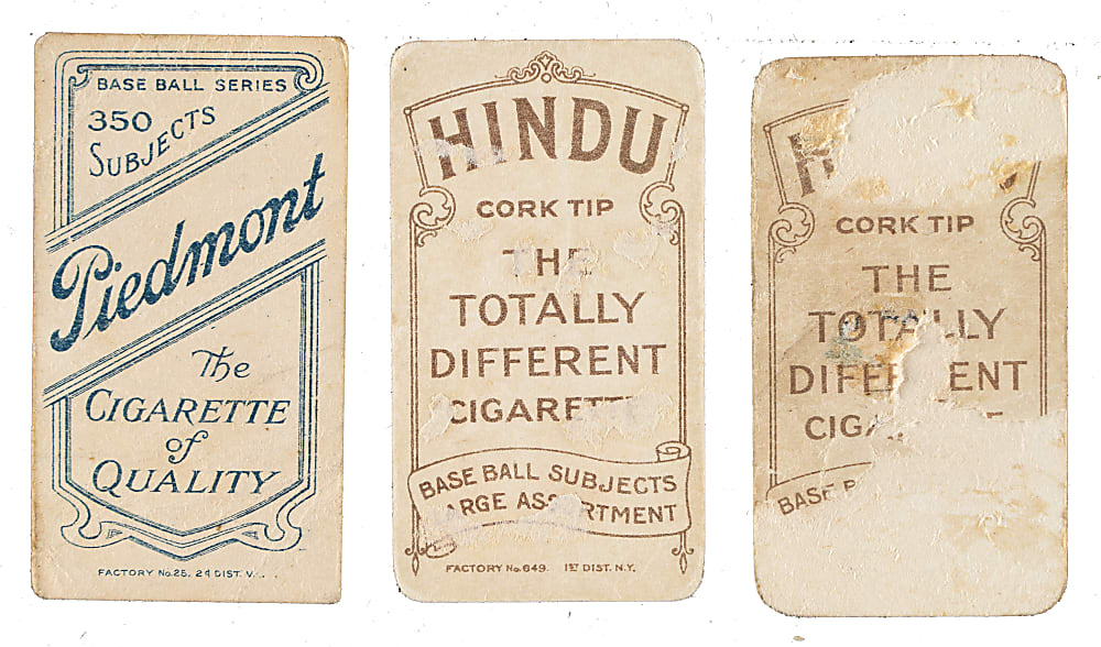 1909-1911 T206 White Border Southern Leaguer Trio Including Two Brown Hindu Backs
