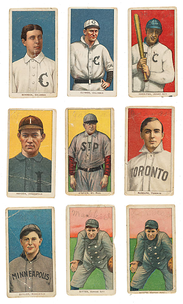 1909-1911 T206 White Border Minor Leaguer Collection (9)
