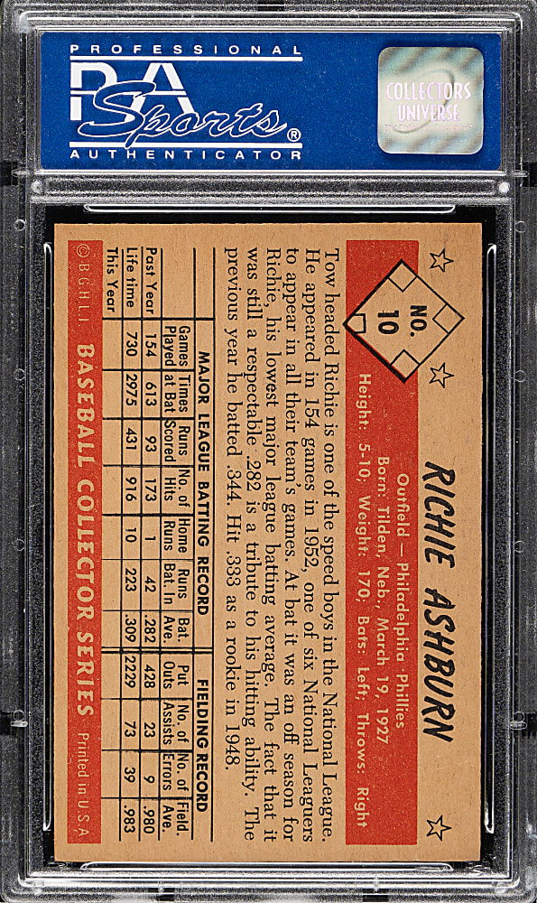 1953 Bowman Color #10 Richie Ashburn PSA NM-MT 8