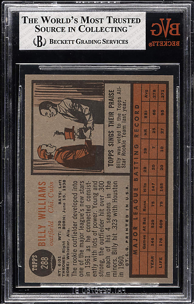 1962 Topps #288 Billy Williams BVG NM-MT 8