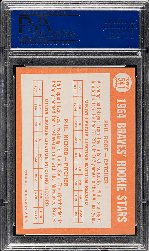 1964 Topps #541 Phil Niekro Rookie PSA NM-MT 8