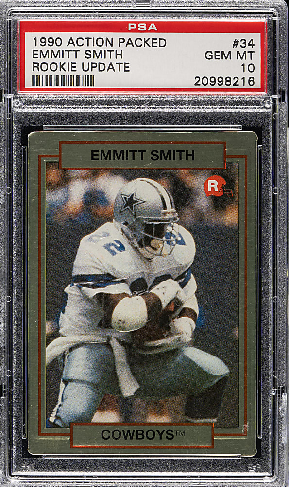 1990 Action Packed Football Rookie Update #34 Emmitt Smith PSA GEM MINT 10