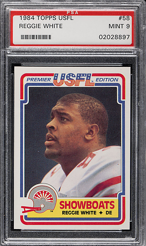 1984 Topps USFL Football #58 Reggie White Rookie PSA MINT 9
