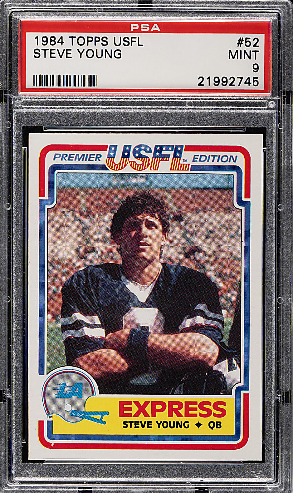 1984 Topps USFL Football #52 Steve Young Rookie PSA MINT 9