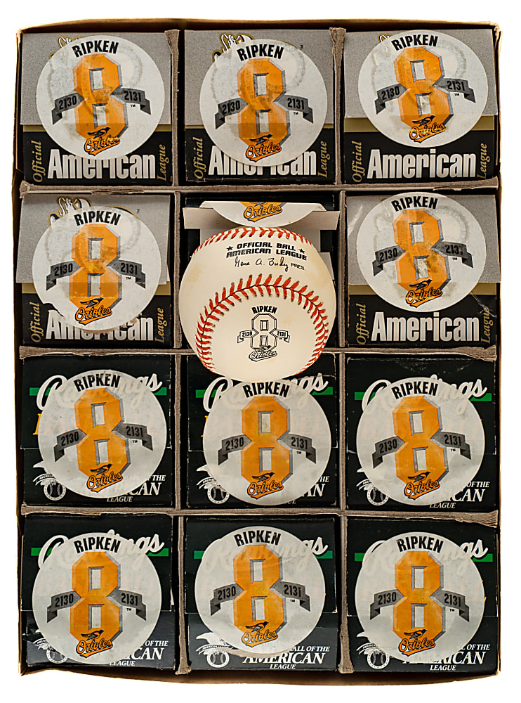 1995 Rawlings Cal Ripken Jr. 2130/2131 Commemorative Baseball Collection (12)