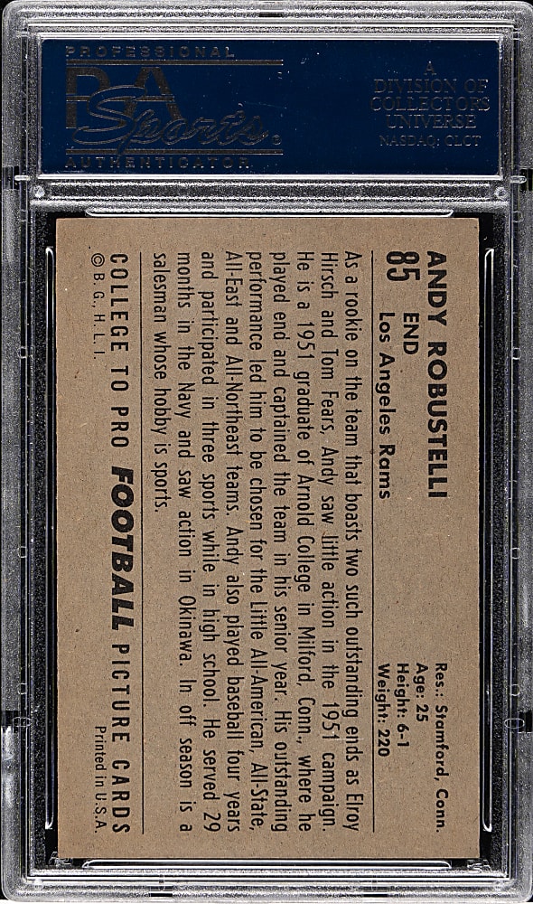 1952 Bowman Large Football #85 Andy Robustelli Rookie PSA NM+ 7.5