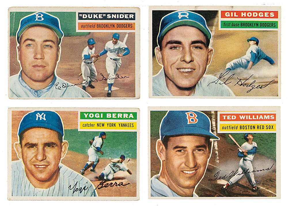 1956 Topps Partial Set (207/340) Including Ted Williams, Duke Snider, and Yogi Berra