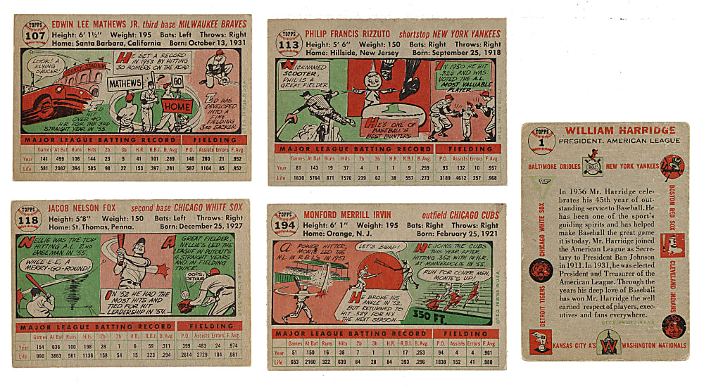 1956 Topps Partial Set (207/340) Including Ted Williams, Duke Snider, and Yogi Berra