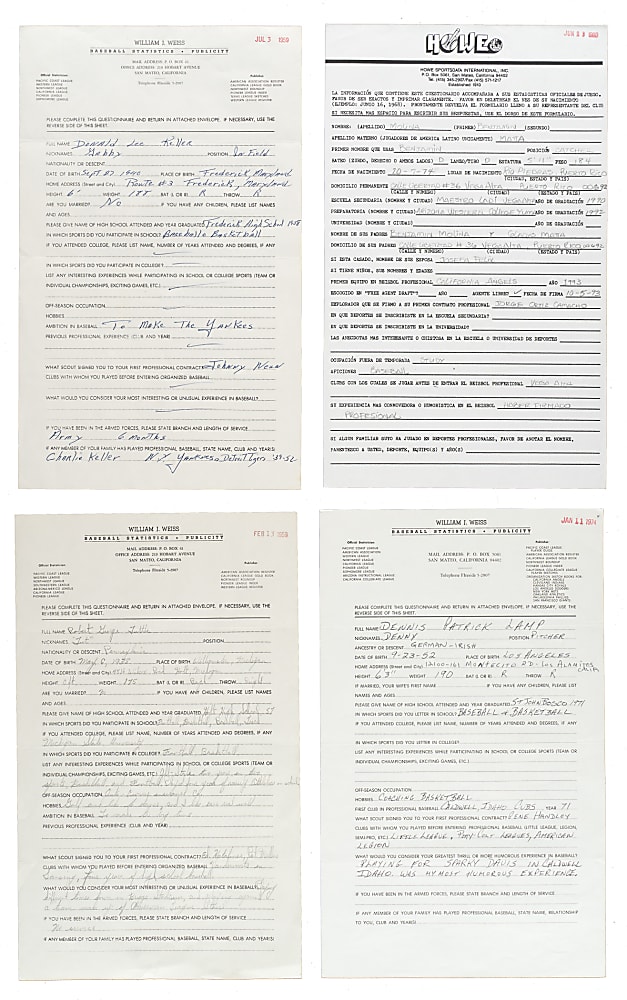 1959 to 1996 Minor League Publicity Questionnaire Collection (30)